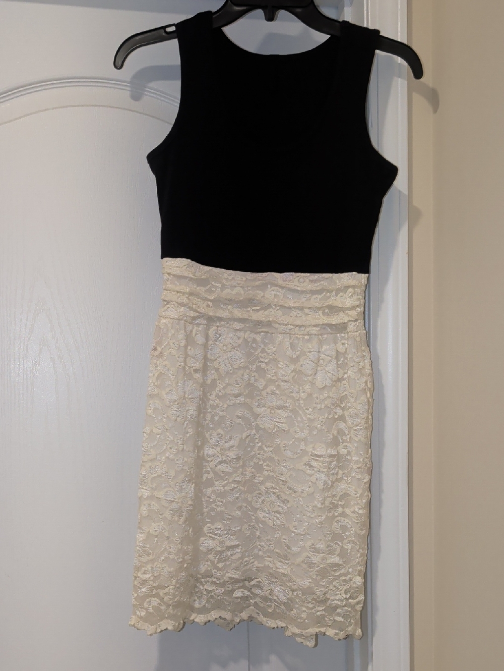 Backless Black Tank Top with Ivory Lace Skirt Dress - Picture 1 of 7